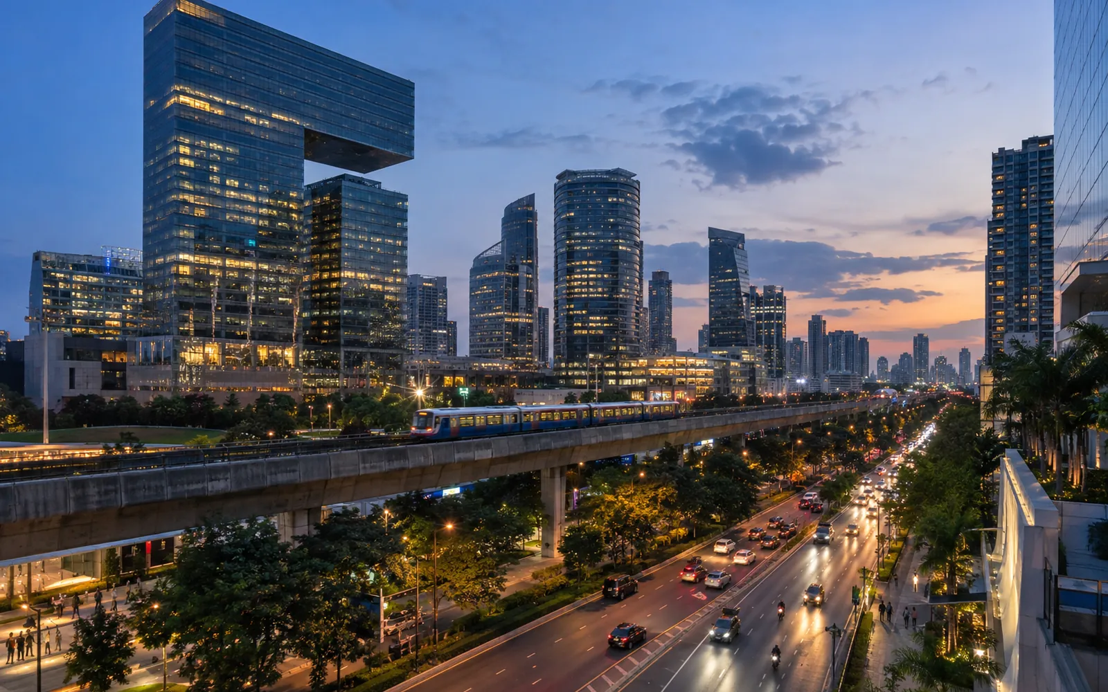 Rama 9’s business district at dusk