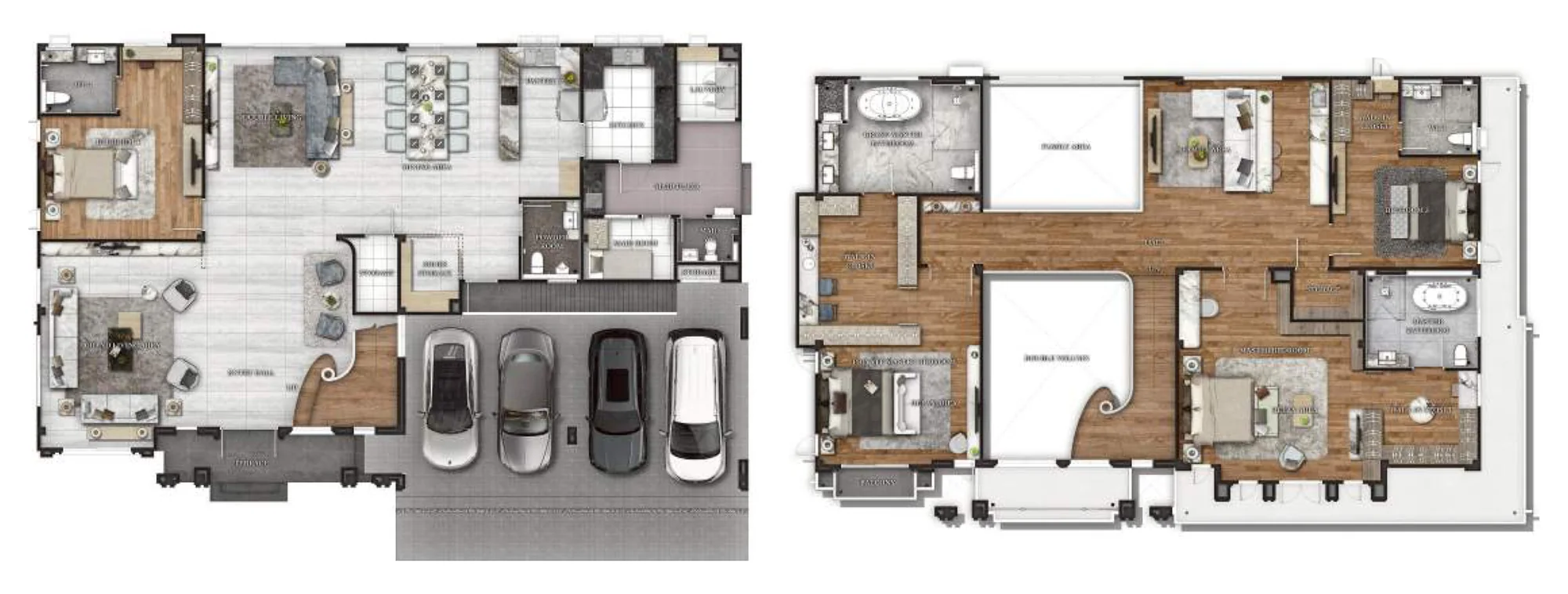 Floor plans of Ondine, ground floor and upper floor