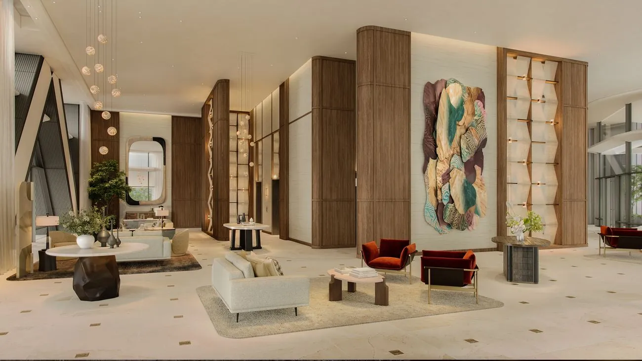 Rendering of the lobby at Upper House Residences Bangkok