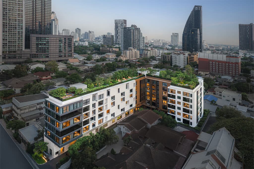 Developer-supplied image of VIA 34 exterior and roof planting